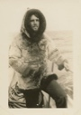 Image of John Halford aboard - wearing sealskin jacket. Bowdoin graduate